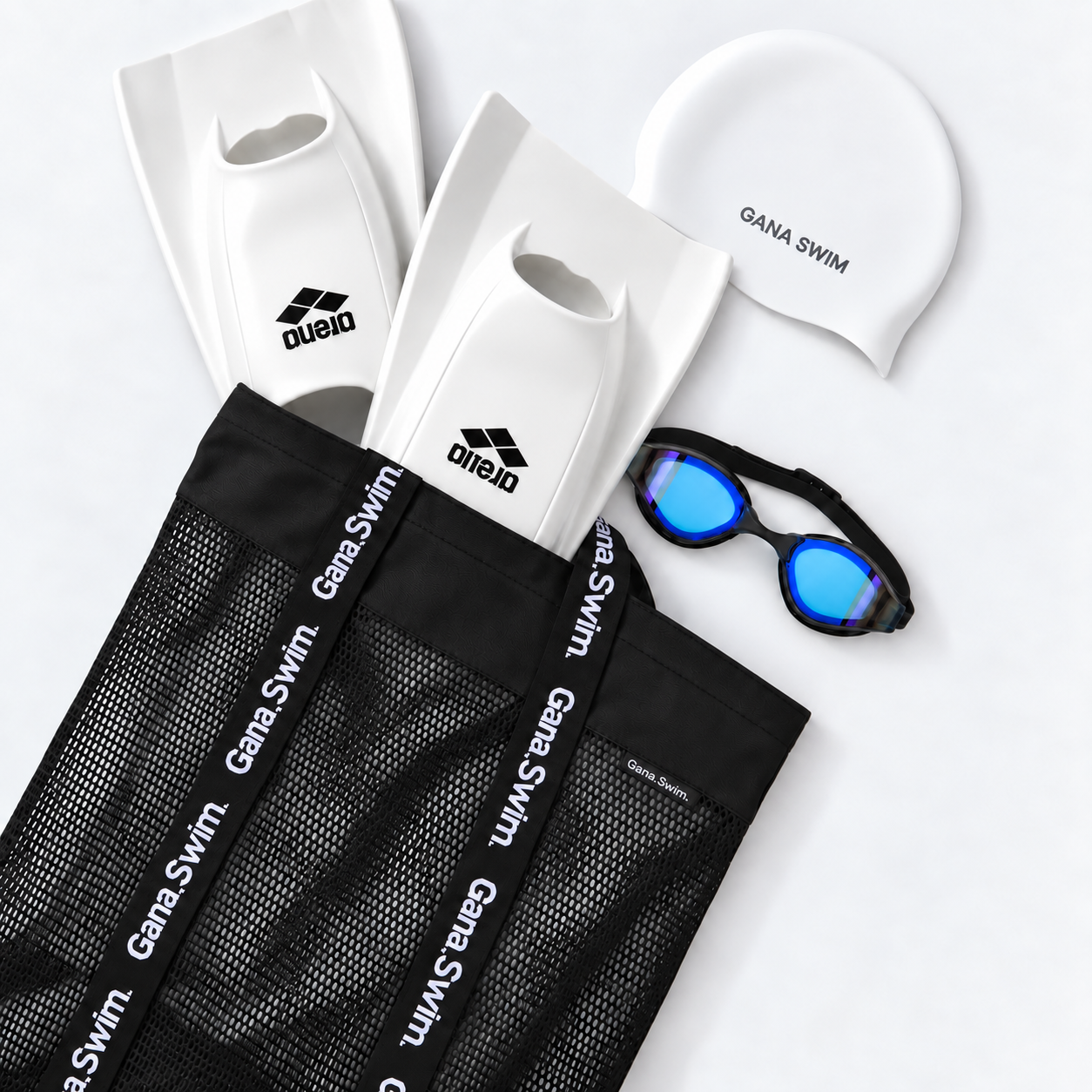 GANASWIM JQD ベーシック ベルクロ メッシュキャップバッグ ブラック [GGZUBG001(BLK) メッシュスイムバッグ] 디테일
